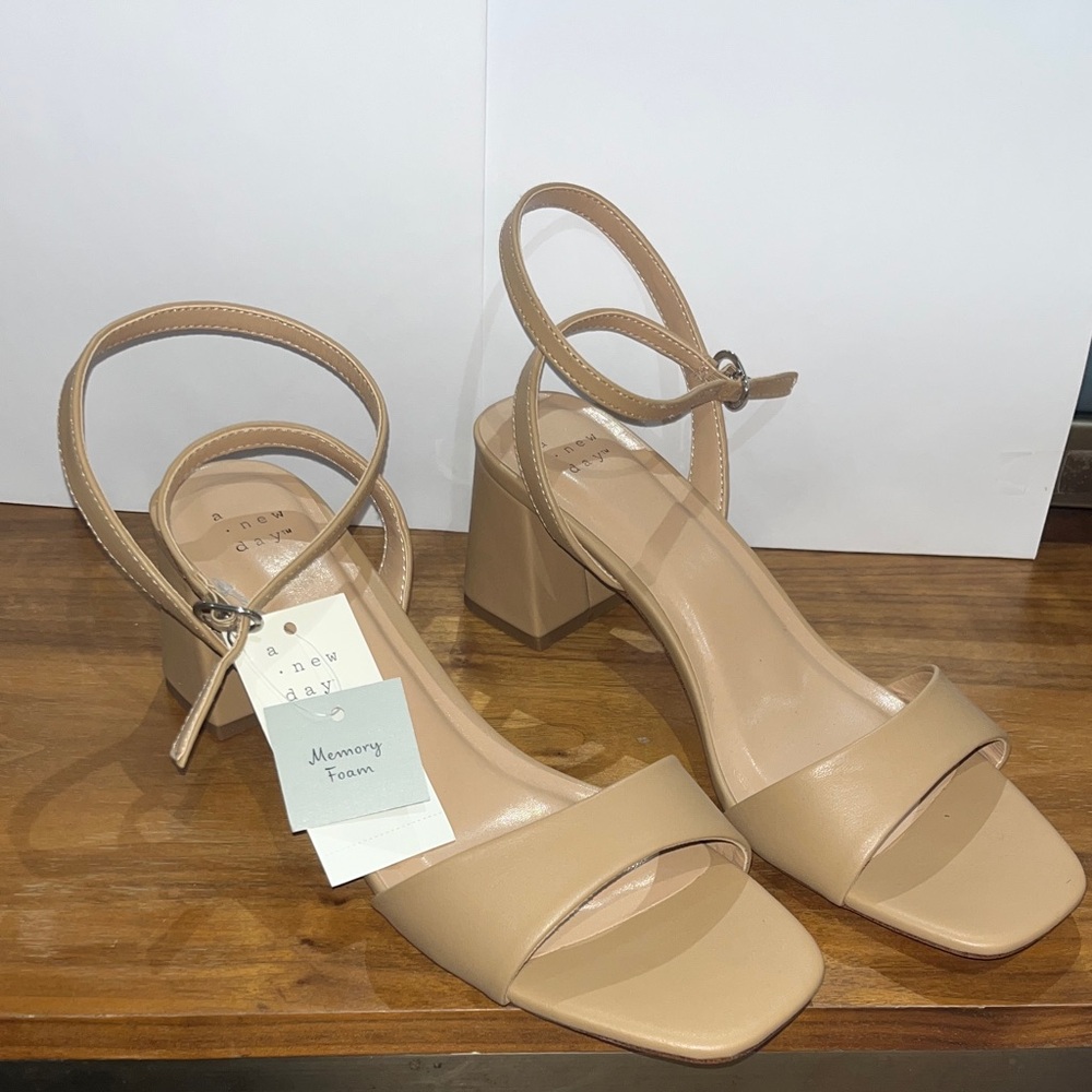 a new day Tan Ankle Strap Heels